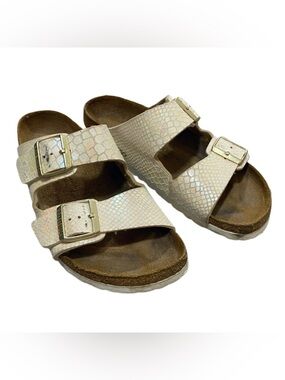 Birkenstock Arizona Iridescent White Snakeskin 41 / 10-10.5 Women’s